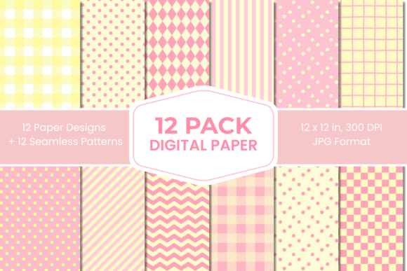 Download Yellow Pink Pastel Digital Paper Pack 12 - Pink Collection