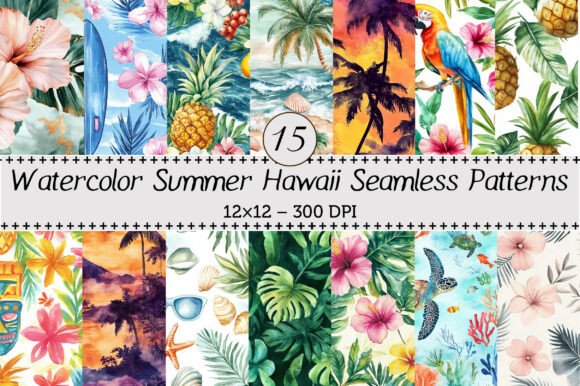 Download Summer Hawaii Seamless Patterns - Patterns Collection