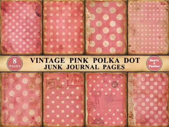 Download Vintage Pink Polka Dot Junk Journal Page - Pink Collection