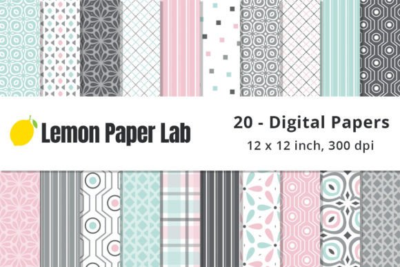 Download Pink, Mint and Grey Geometric Patterns - Patterns Collection