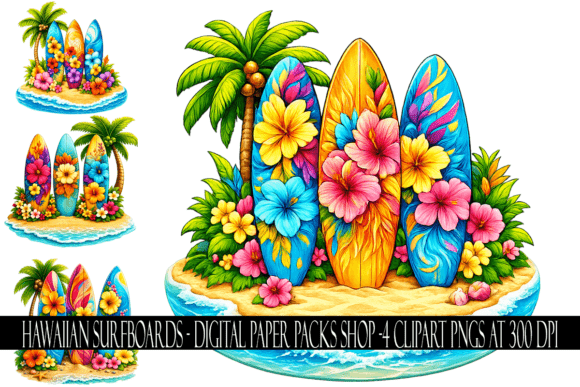 Download Hawaiian Surfboard Clipart - Hawaiian Collection