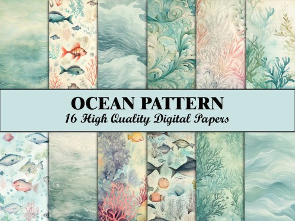 Download Sea Scrapbook Paper Blue Ocean Pattern - Premium Resources