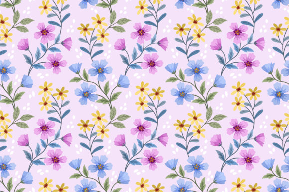 Download Pink Yellow and Blue Flower Pattern. - Pink Collection