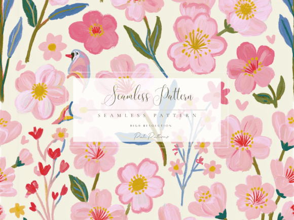 Download Seamless Pink Cherry Blossom Floral Pattern PNG - Pink Collection