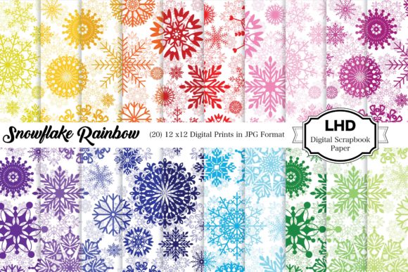 Download Digital Paper Snowflake Rainbow Patterns - Patterns Collection