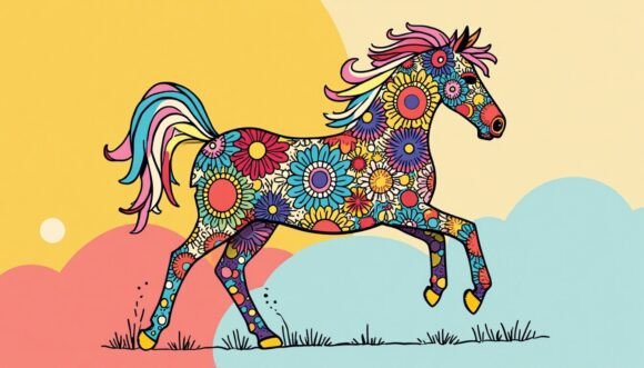 Download 🐴 Pop Art Horse with Vibrant Patterns - Patterns Collection