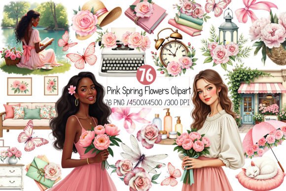 Download Pink Spring Flowers Clipart - Pink Collection
