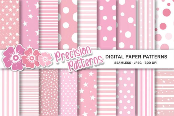 Download Baby Pink Pastel Dots Stars Stripes - Pink Collection