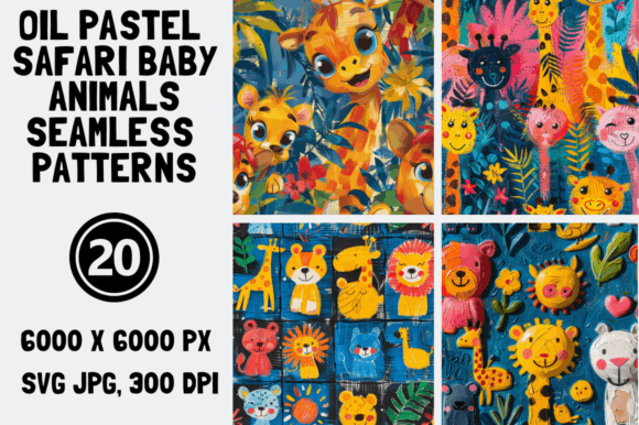 Download Safari Animals Oil Pastel Patterns - Patterns Collection