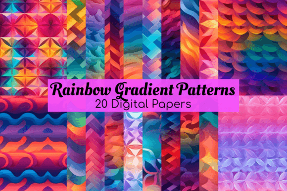 Download Rainbow Gradient Geometric Patterns Pack - Patterns Collection