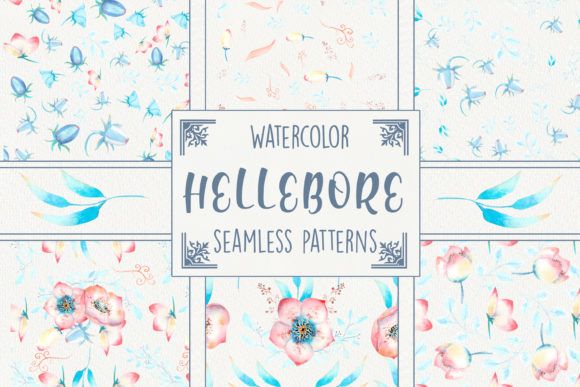 Download 20Seamless Patterns with Pink Hellebore - Patterns Collection