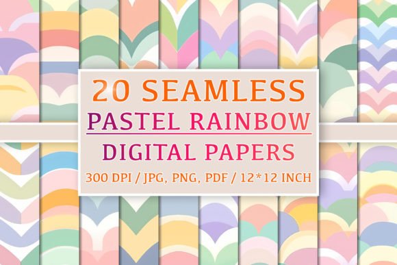 Download 20 Seamless Pastel Rainbow Patterns - Patterns Collection