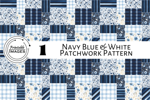 Download Navy Blue &amp; White Patchwork Free Pattern - Premium Bundle