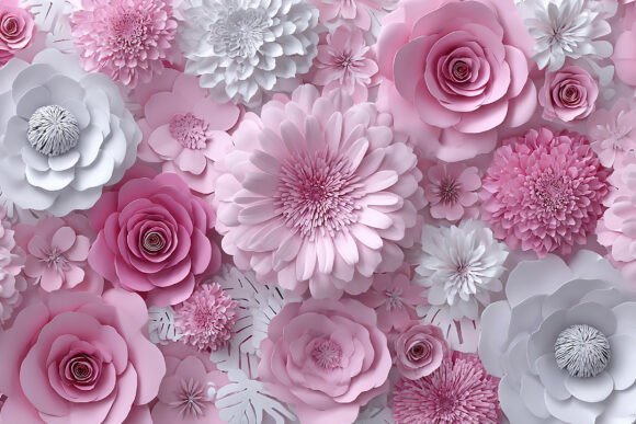 Download 3D Paper Flower Pink White Background - Pink Collection