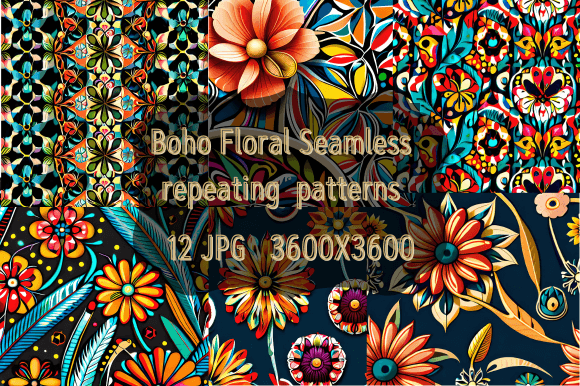 Download Boho Floral Seamless Repeating Patterns - Patterns Collection