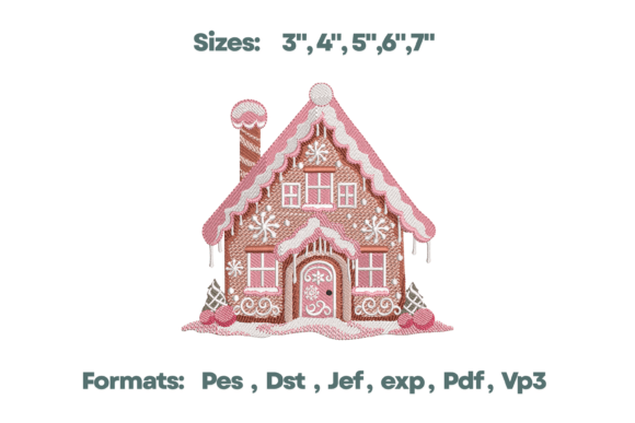 Download Pink Gingerbread House Detailed Motif - Pink Collection