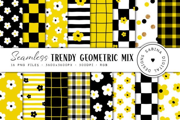 Download Black &amp; Yellow Trendy Geometric Patterns - Patterns Collection