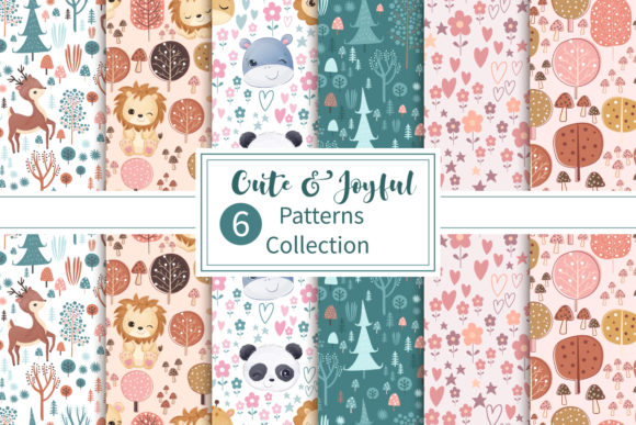 Download Cute and Joyful Seamless Patterns Set - Patterns Collection