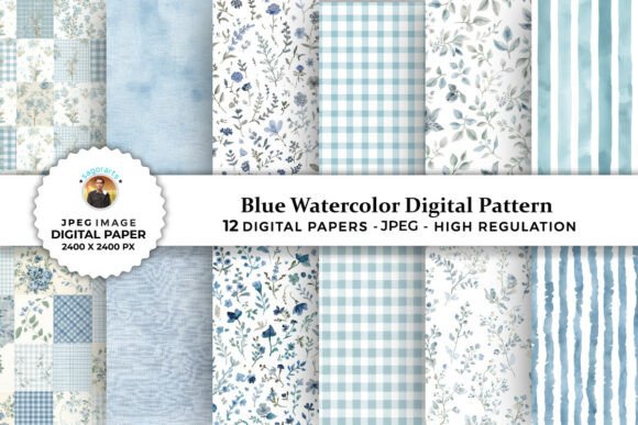 Download Blue Watercolor Digital Patterns - Patterns Collection
