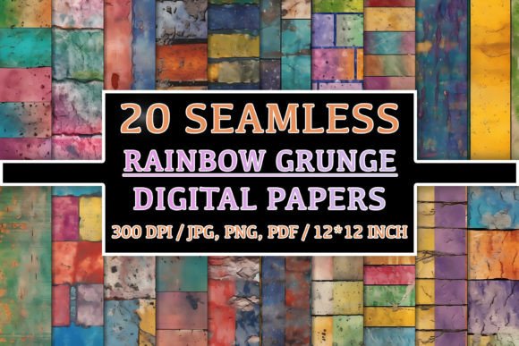 Download 20 Seamless Rainbow Grunge Patterns - Patterns Collection