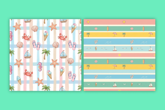 Download Summer Beach Seamless Patterns Bundle - Patterns Collection