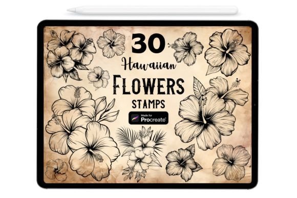 Download 30 Hawaiian Flowers Procreate Brushes - Hawaiian Collection