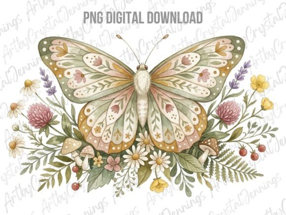 Download Cottagecore Butterfly Boho Floral PNG - Boho floral Collection