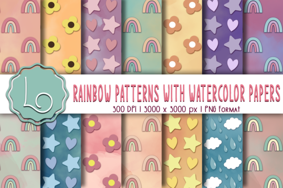 Download Rainbow Patterns with Watercolor Papers - Patterns Collection