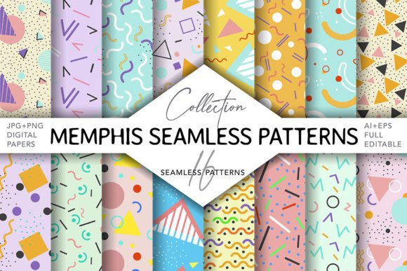 Download Memphis Pastel Patterns Seamless - Patterns Collection
