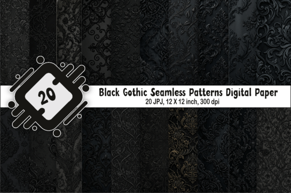 Download Black Gothic Seamless Patterns DIGITAL - Patterns Collection