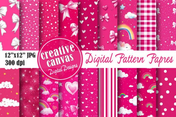 Download Hot Pink Coquette Digital Paper Bundle - Pink Collection