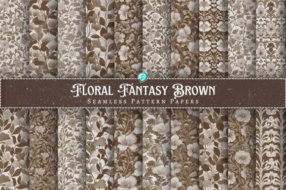 Download Floral Fantasy Brown Seamless Patterns - Patterns Collection