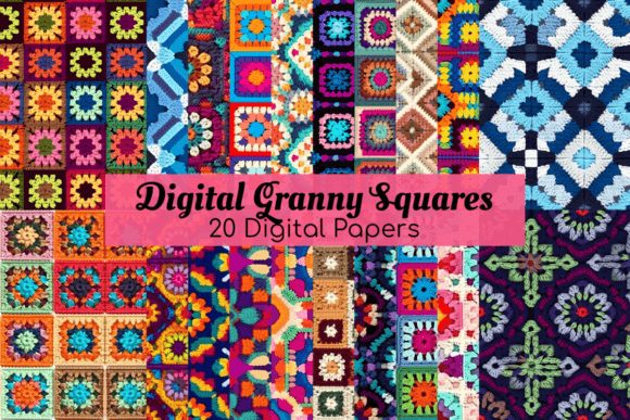 Download Digital Granny Squares Seamless Patterns - Patterns Collection