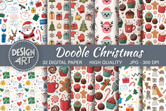 Download Doodle Christmas Seamless Patterns - Patterns Collection