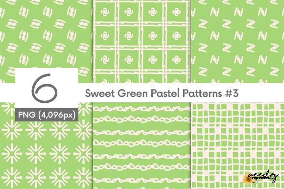 Download Sweet Green Pastel Patterns Set - Patterns Collection
