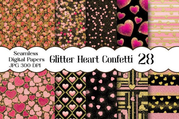 Download Glitter Heart Confetti Seamless Patterns - Patterns Collection