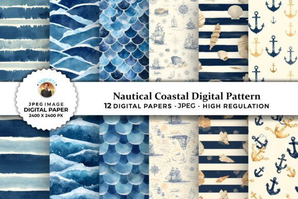Download Nautical Coastal Digital Patterns - Patterns Collection